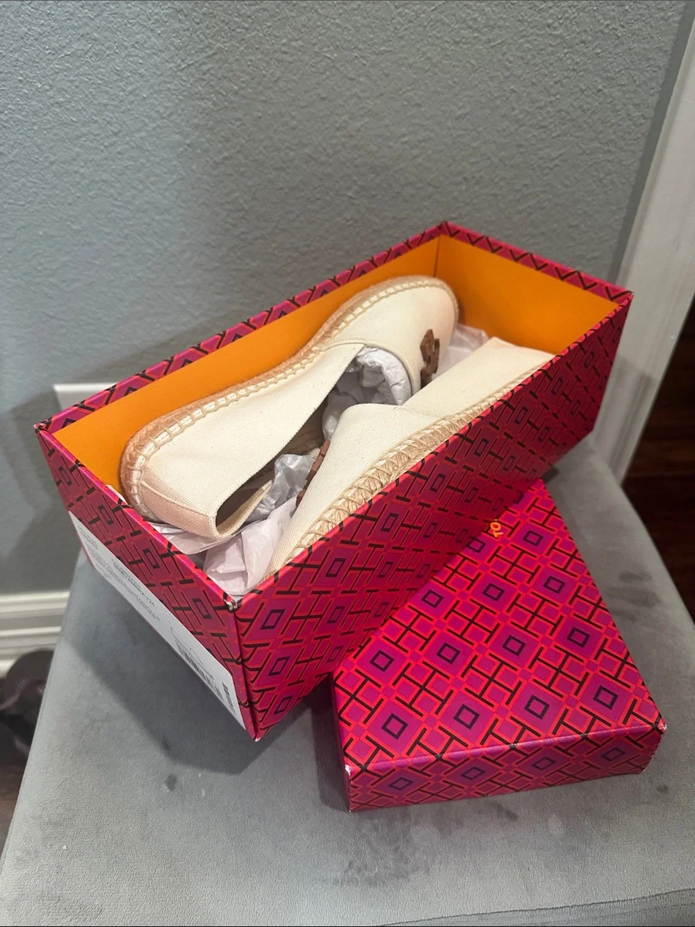 Tory Burch Cream Canvas Espadrille